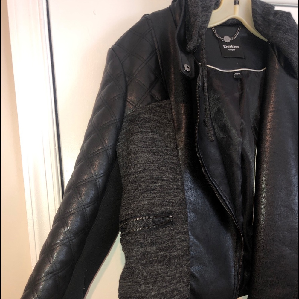 Bebe Leather Jacket With Hood - image 2
